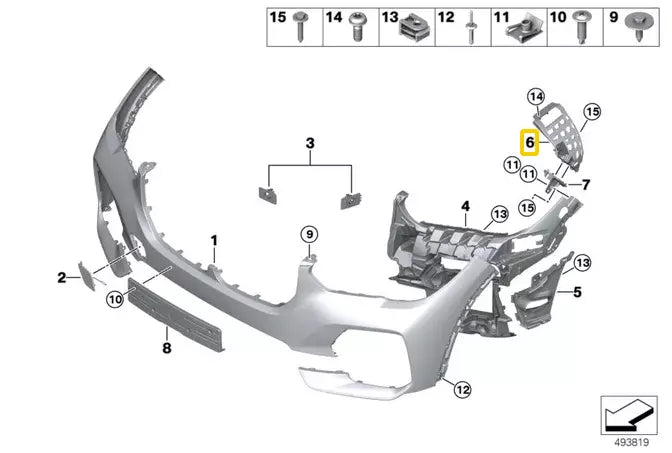 NEW BMW X5 G05 FRONT LEFT BUMPER BRACKET GUIDE 51117421849 ORIGINAL