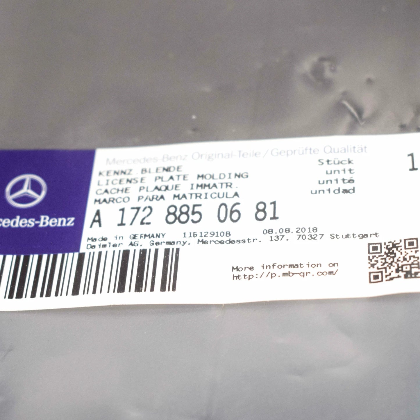 NEW MERCEDES-BENZ SLK R172 FRONT LICENSE PLATE HOLDER A1728850681