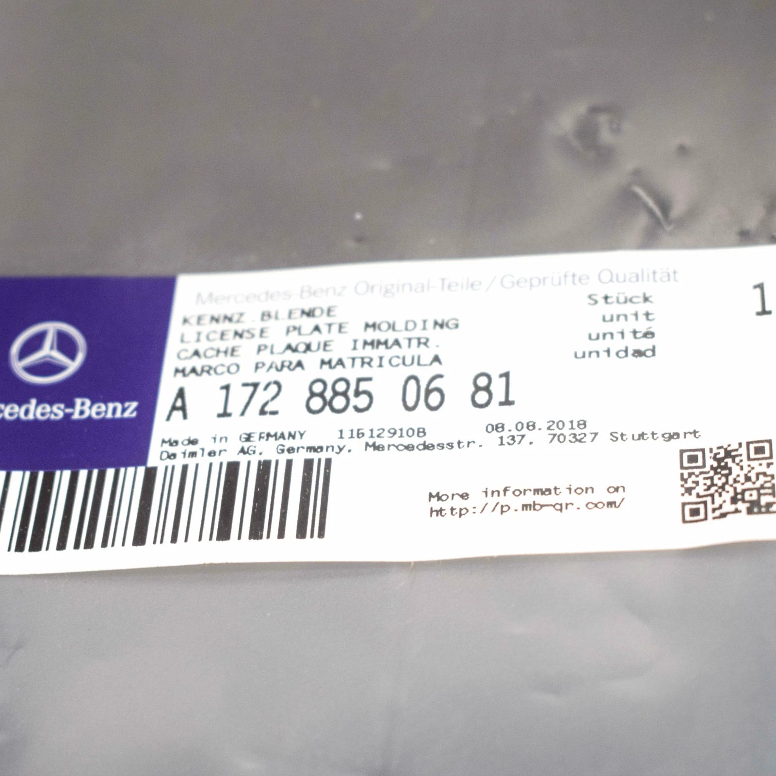 NEW MERCEDES-BENZ SLK R172 FRONT LICENSE PLATE HOLDER A1728850681