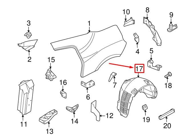 NEW AUDI R8 SPYDER 42 REAR RIGHT INNER FENDER LINER 420810172B ORIGINAL