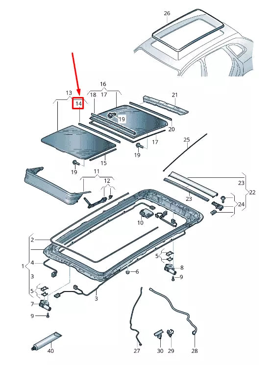 NEW AUDI Q5 FY REAR SUNROOF GLASS SEAL 80A877913