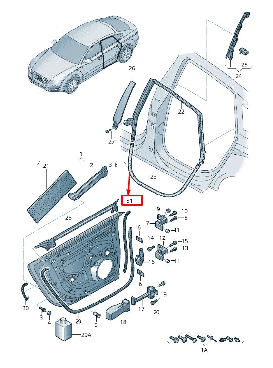 NEW AUDI A7 SPORTBACK 4G FRONT RIGHT OUTER DOOR SEAL 4G8839718