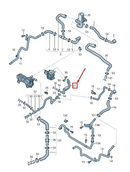 new audi a3 sportback 8p auxiliary heater coolant hose 1k0122447cn original