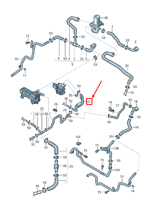new audi a3 sportback 8p auxiliary heater coolant hose 1k0122447cn original