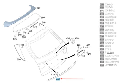 NEW MERCEDES-BENZ C S205 REAR END DOOR HANDLE STRIP A2057400393 ORIGINAL