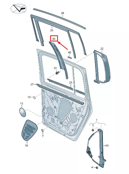 NEW VW TOURAN 5T REAR RIGHT DOOR WINDOW FRAME TRIM 5TA839902A041