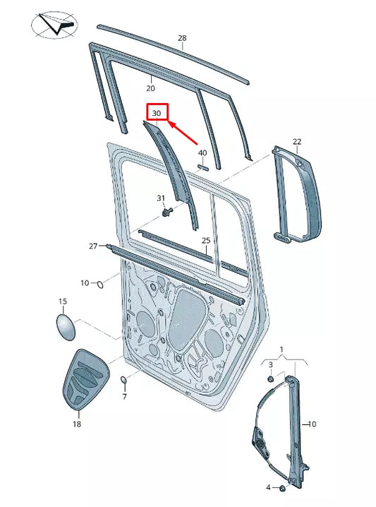 NEW VW TOURAN 5T REAR RIGHT DOOR WINDOW FRAME TRIM 5TA839902A041