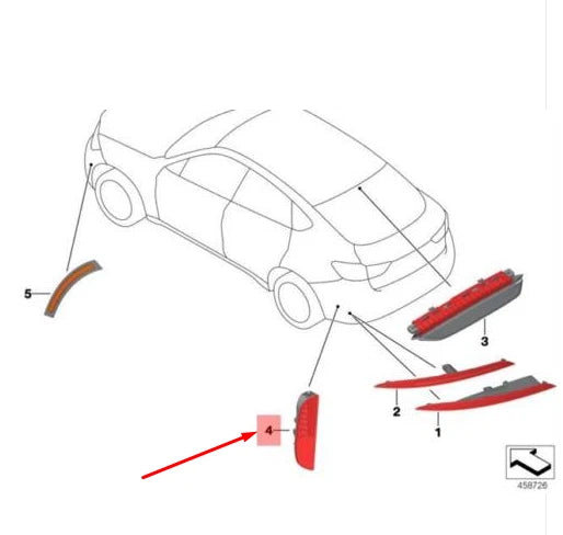 NEW BMW X6 M F86 REAR RIGHT FOG LIGHT/REFLECTOR 63147850008 7850008 ORIGINAL