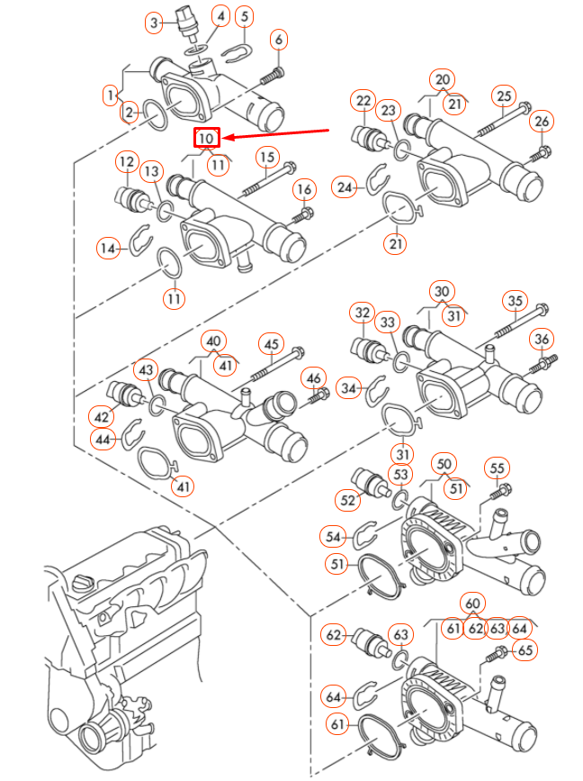 NEW AUDI A3 8P COOLING SYSTEM FLANGE 038121132D ORIGINAL