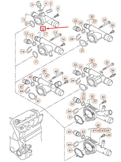 NEW AUDI A3 8P COOLING SYSTEM FLANGE 038121132D ORIGINAL