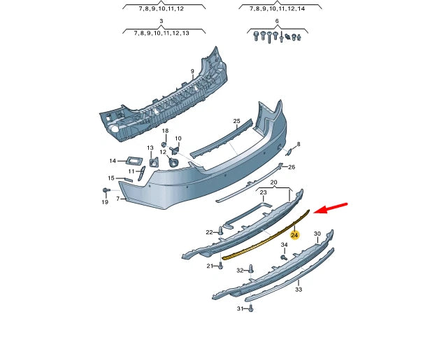 NEW AUDI A7 SPORTBACK 4G REAR BUMPER SPOILER 4G88078339B9