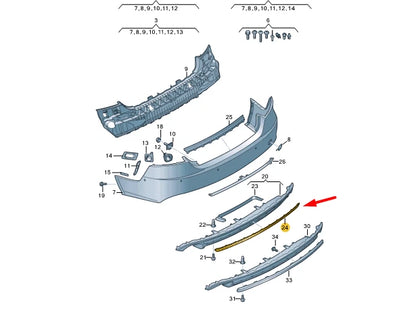 NEW AUDI A7 SPORTBACK 4G REAR BUMPER SPOILER 4G88078339B9