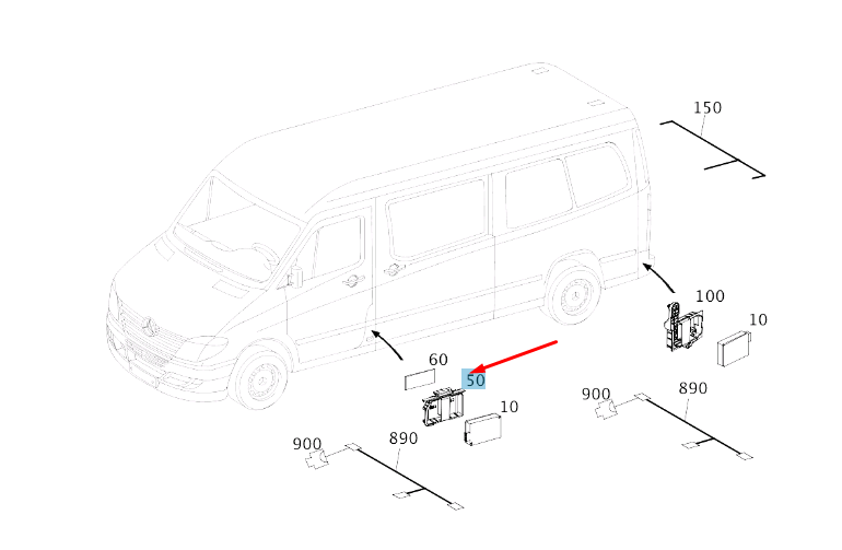 NEW MB SPRINTER 906 B-PILLAR LOWER BLIND SPOT ASSIST BRACKET A9065401140
