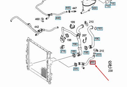 NEW MERCEDES-BENZ ML W164 BOTTOM ENGINE RADIATOR HOSE A1645010582 ORIGINAL