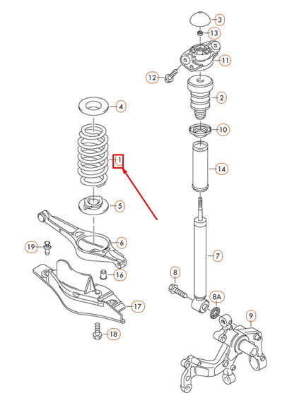 NEW VOLKSWAGEN GOLF 5K MK6 REAR AXLE COIL SPRING 1K0511115JQ ORIGINAL