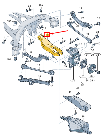 new audi a8 d5 rear right lower control arm 4n0505311j original