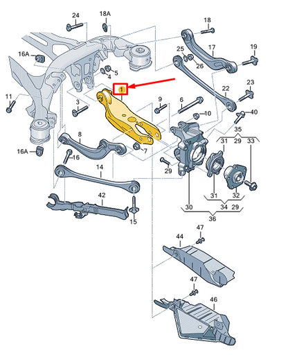 new audi a8 d5 rear right lower control arm 4n0505311j original