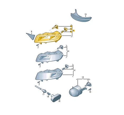 NEW VW POLO VAN 6R FRONT RIGHT ADDITIONAL DRL LIGHT 7LA827574D9B9