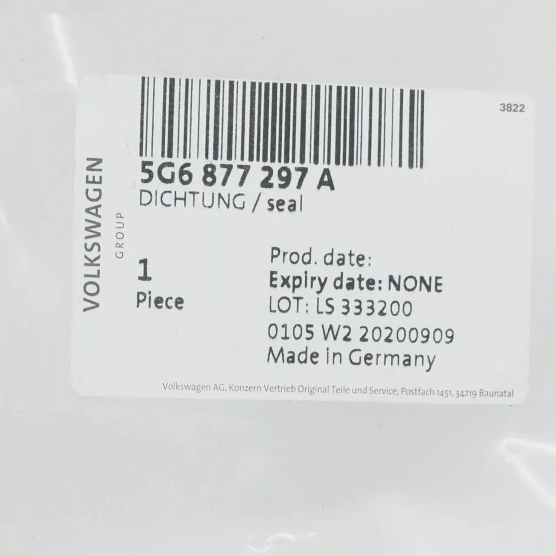 NEW VOLKSWAGEN GOLF MK7 ROOF GLASS COVER REAR SEAL 5G6877297A