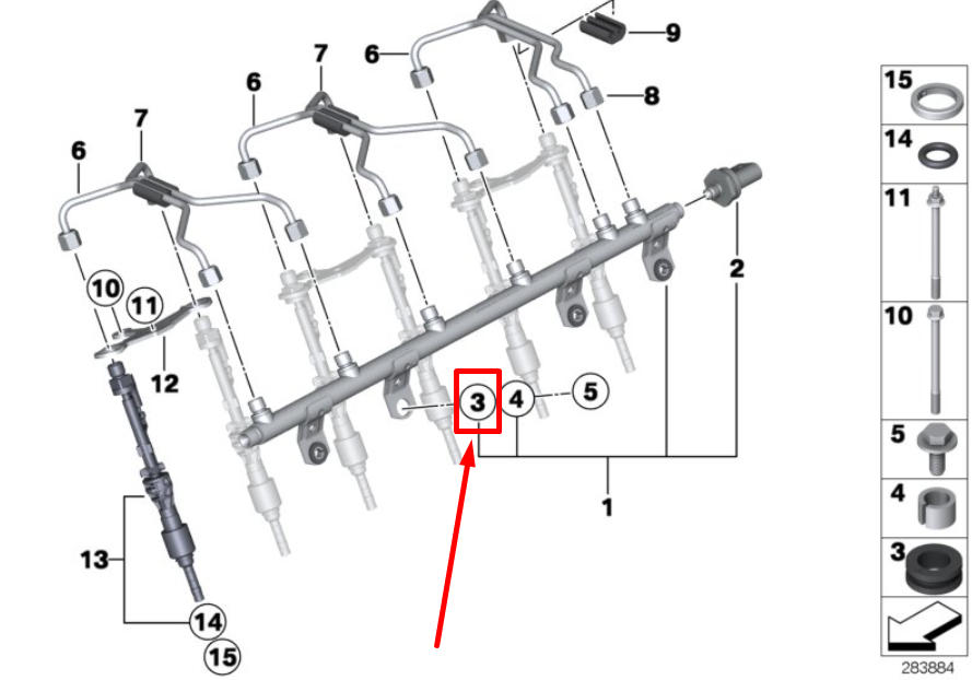 new bmw 2 f87 fuel injector high decoupling element 13537628063 7628063 original