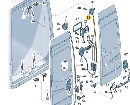 NEW VOLKSWAGEN CRAFTER 2E REAR RIGHT UPPER BOWDEN CABLE 2E1827532A ORIGINAL