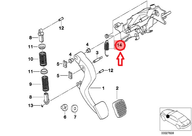 new bmw 7 e38 clutch pedal lever return spring 18 mm 35311165749 original