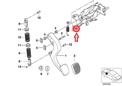 new bmw 7 e38 clutch pedal lever return spring 18 mm 35311165749 original