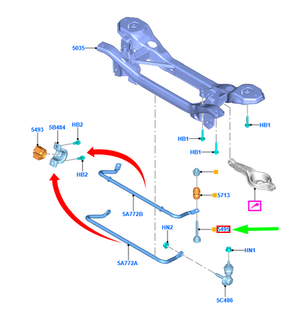 new ford grand c-max mk2 rear anti-rollbar drop link bolt stud 1852661 original
