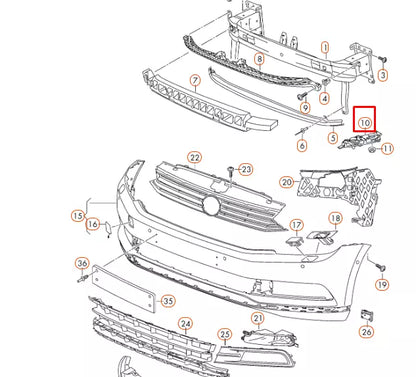 NEW VW PASSAT B8 FRONT LEFT BUMPER BRACKET 3G0807049 ORIGINAL
