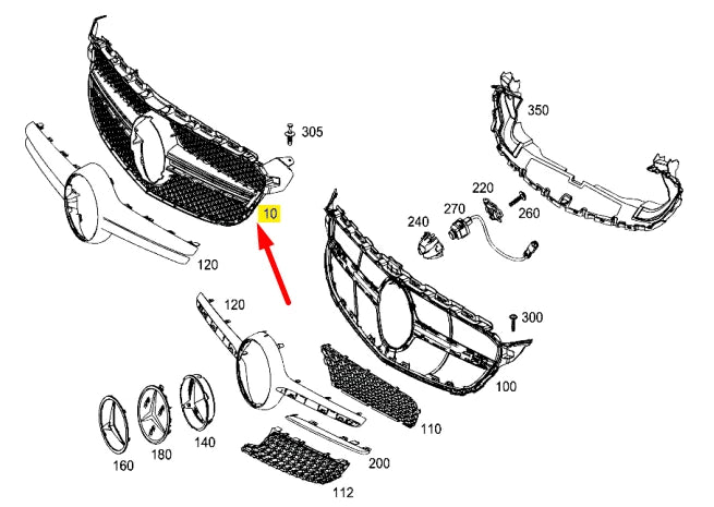 NEW MERCEDES-BENZ C-CLASS W205 RADIATOR GRILLE A2058881260 ORIGINAL