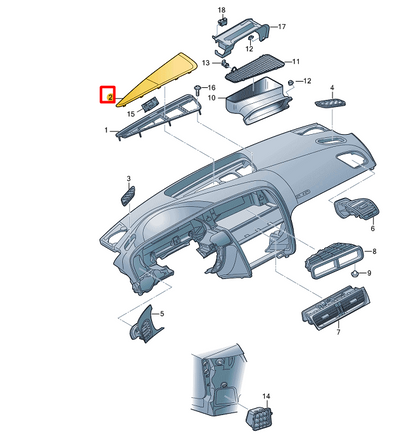 NEW AUDI A4 B8 FRONT DASH PANEL AIR VENT TRIM LHD 8T1819636AZ3 ORIGINAL