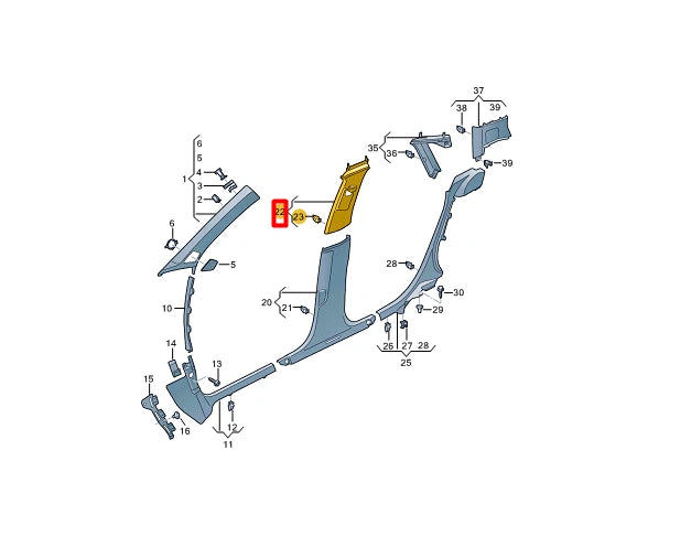 NEW AUDI A3 SPORTBACK 8YA LEFT SIDE B PILLAR UPPER TRIM 8Y4867243A4PK ORIGINAL