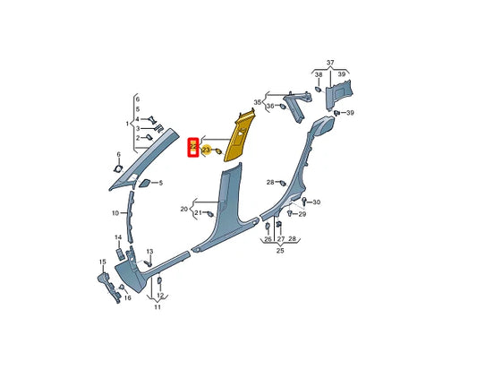 NEW AUDI A3 SPORTBACK 8YA LEFT SIDE B PILLAR UPPER TRIM 8Y4867243A4PK ORIGINAL