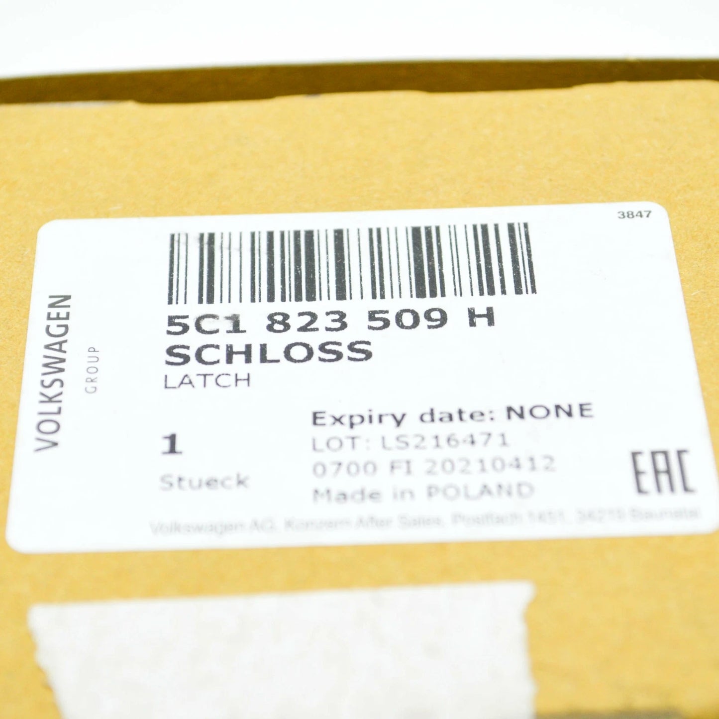 NEW VW BEETLE A5 FRONT BONNET HOOD LOCK LATCH LOWER PART 5C1823509H ORIGINAL