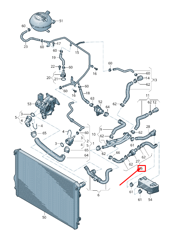 new vw beetle 5c engine coolant hose 5c0122096e original