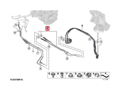 NEW BMW X7 G07 UNDERFLOOR COOLANT HOSE PIPE 64216821663 6821663 ORIGINAL