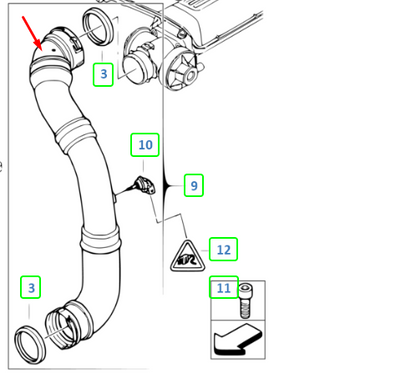 new bmw 5 e60 right intercooler hose 535d 20kw diesel 11617799402 3l original