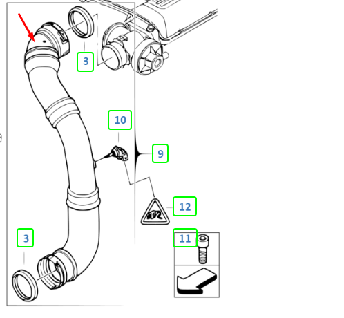 new bmw 5 e60 right intercooler hose 535d 20kw diesel 11617799402 3l original