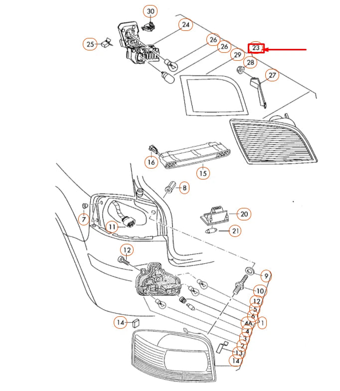 NEW AUDI A3 8P REAR RIGHT INNER TAIL LIGHT 8P4945094D ORIGINAL