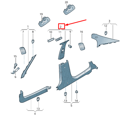 new skoda superb mk2 3t right upper b-pillar trim 3t0867244e1dz original