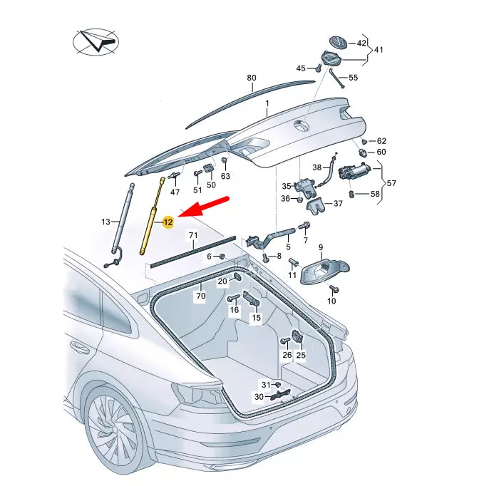 NEW VOLKSWAGEN ARTEON 3H7 REAR LID GAS FILLED STRUT 3G8827550C ORIGINAL