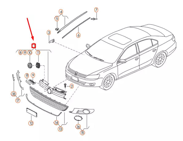 NEW VOLKSWAGEN JETTA A6 FRONT RADIATOR GRILLE GLI 5C6853651B041 ORIGINAL
