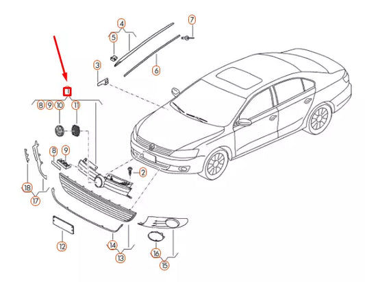 NEW VOLKSWAGEN JETTA A6 FRONT RADIATOR GRILLE GLI 5C6853651B041 ORIGINAL