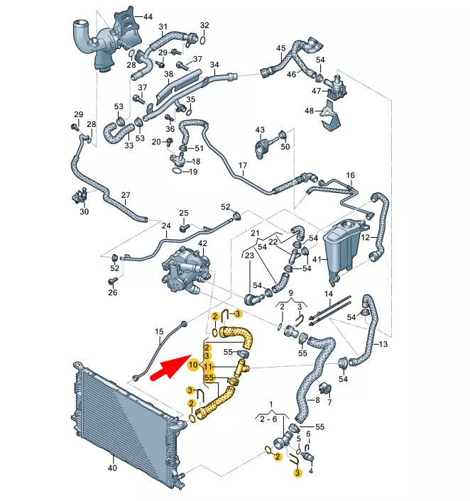 NEW AUDI A4 B8 RADIATOR UPPER COOLANT HOSE 8K0122101G