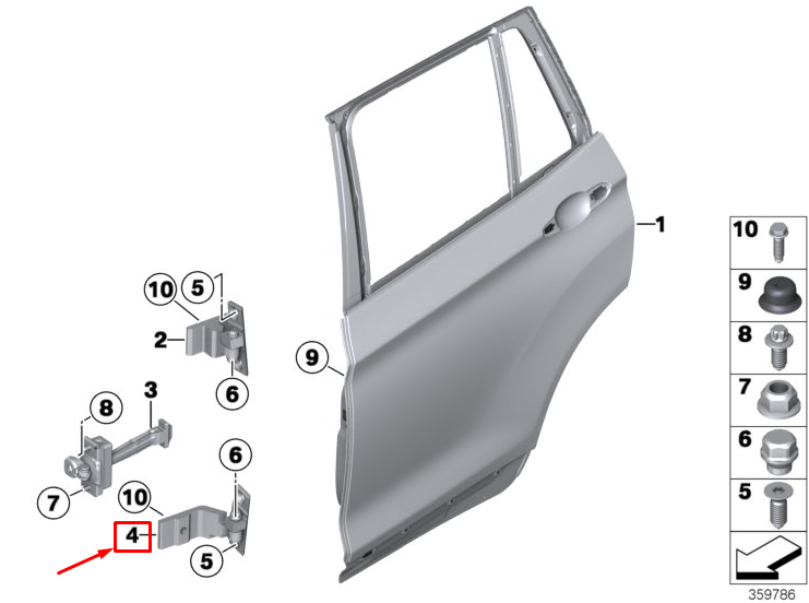 new bmw x4 f26 rear right lower door hinge 41527201302 original