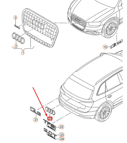 NEW AUDI Q3 8U REAR BLACK EMBLEM BADGE 8U0853742BT94 ORIGINAL