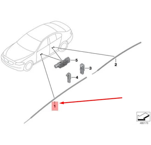 NEW BMW 5 F10 FRONT RIGHT DOOR UPPER OPTICAL CONDUCTOR 63319186636 ORIGINAL