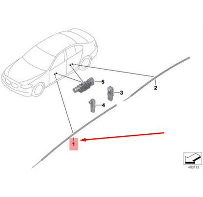 NEW BMW 5 F10 FRONT RIGHT DOOR UPPER OPTICAL CONDUCTOR 63319186636 ORIGINAL