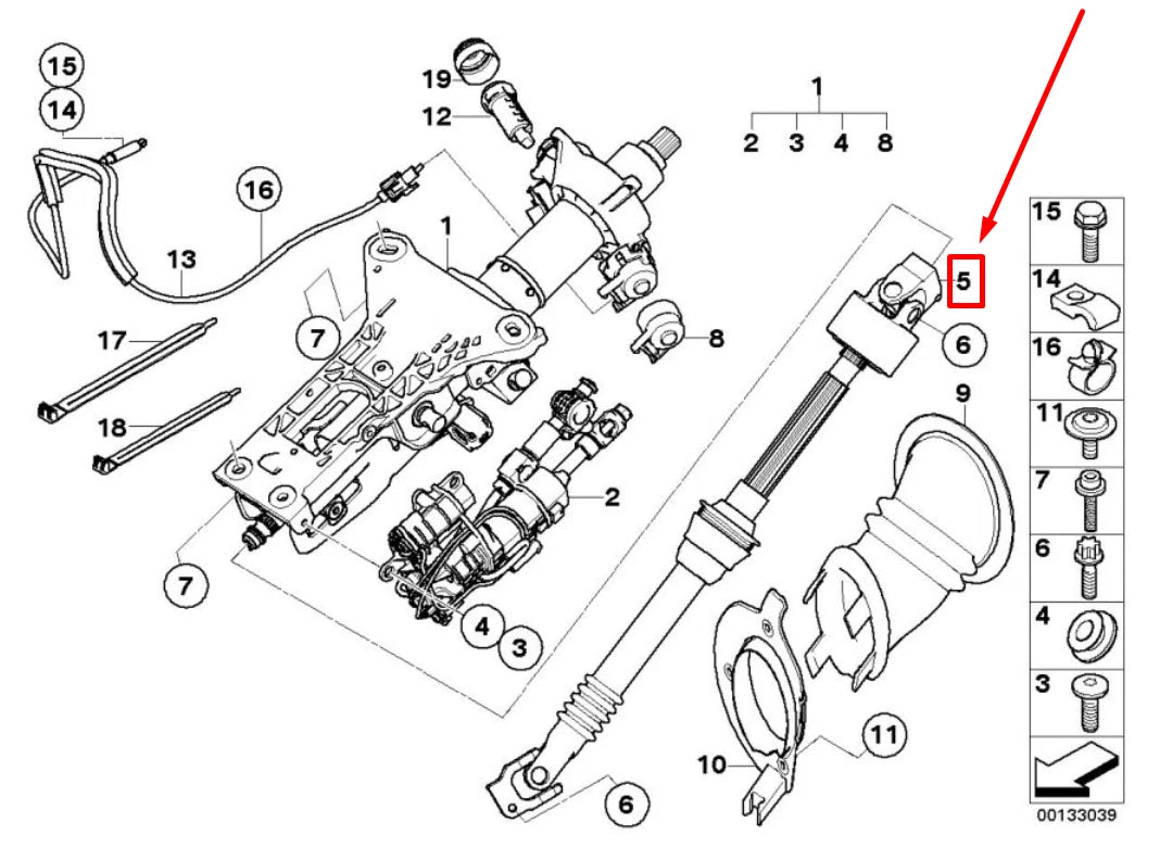NEW BMW 6 E63 STEERING SHAFT 32306780893 6780893 ORIGINAL