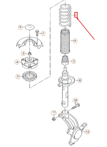 NEW VOLKSWAGEN TIGUAN 5N MK1 FRONT COIL SPRING 5N0411105AE ORIGINAL